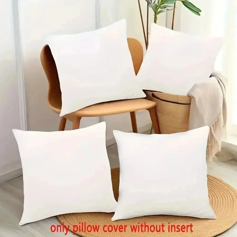 Set of 4, white solid color pillow cover, 18x18